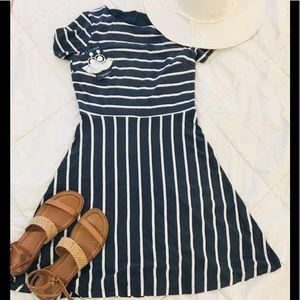 LOFT Grey and White Stripe Dress - Size 2P